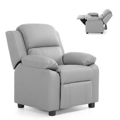 Kids Deluxe Headrest  Recliner Sofa Chair with Storage Arms-Black