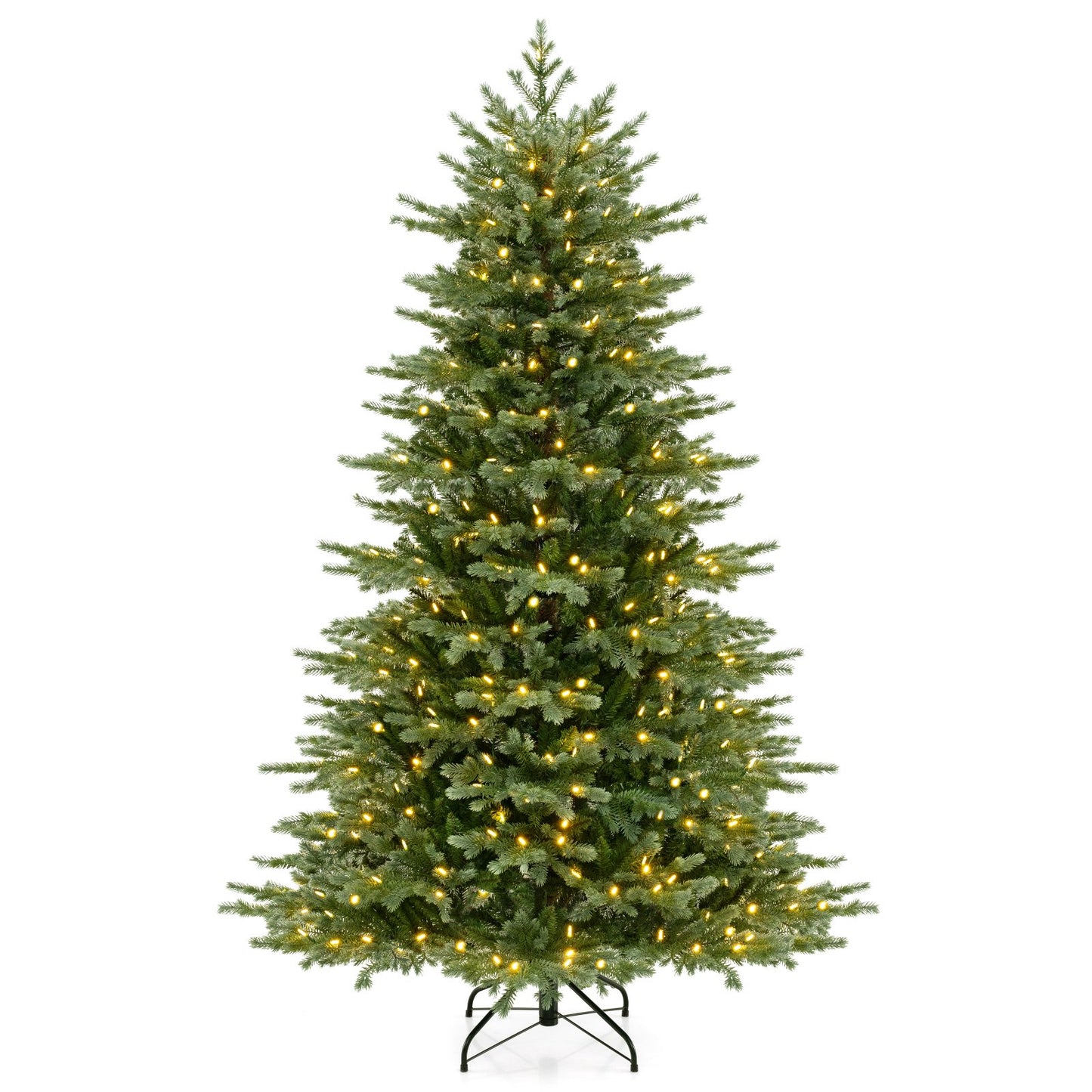 5/6/7 Feet Artificial Christmas Tree with 1426/2116/3156 Lush PVC and 200/300/400 Warm White LED Lights-M