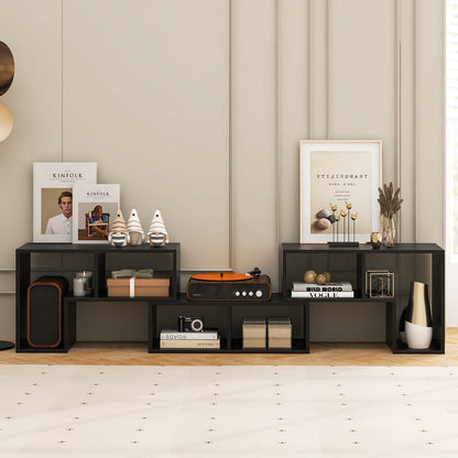 3 Pieces Adjustable TV Stand for TVs up to 65 Inch with Shelves-Black