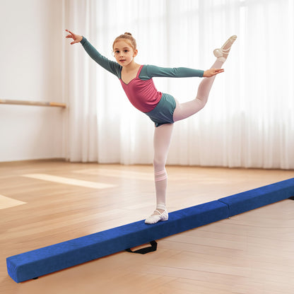 Folding Balance Beam with Solid Wood Base and Anti-slip Bottom-Beige