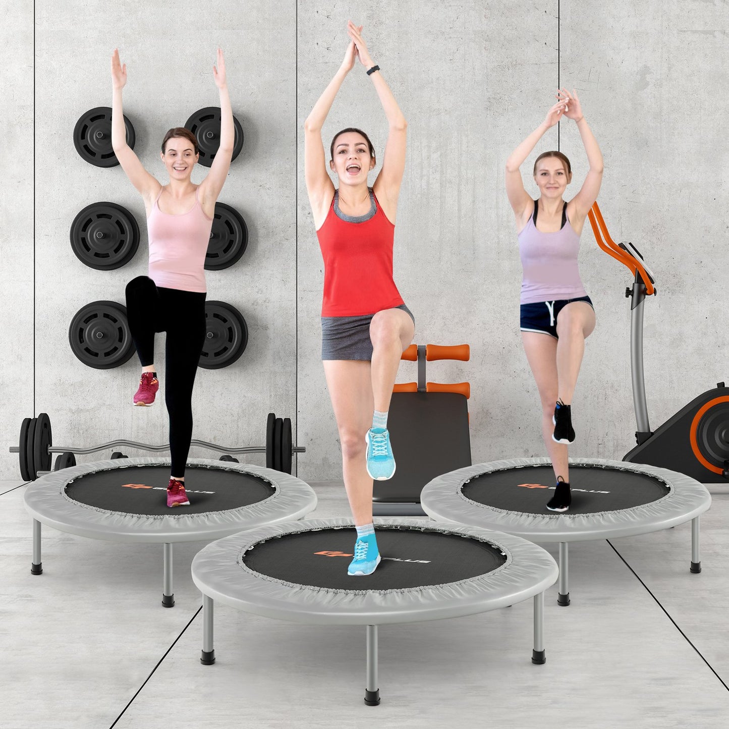 36 Inch Mini Folding Trampoline Portable Recreational Fitness Rebounder-Blue