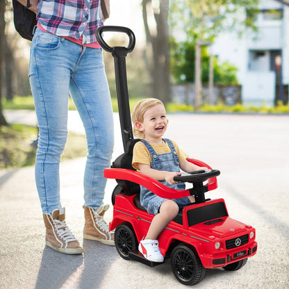 3-In-1 Ride on Push Car Mercedes Benz G350 Stroller Sliding Car with Canopy-Black
