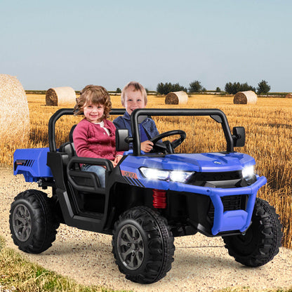 2-Seater Kids Ride On Dump Truck with Dump Bed and Shovel-Black