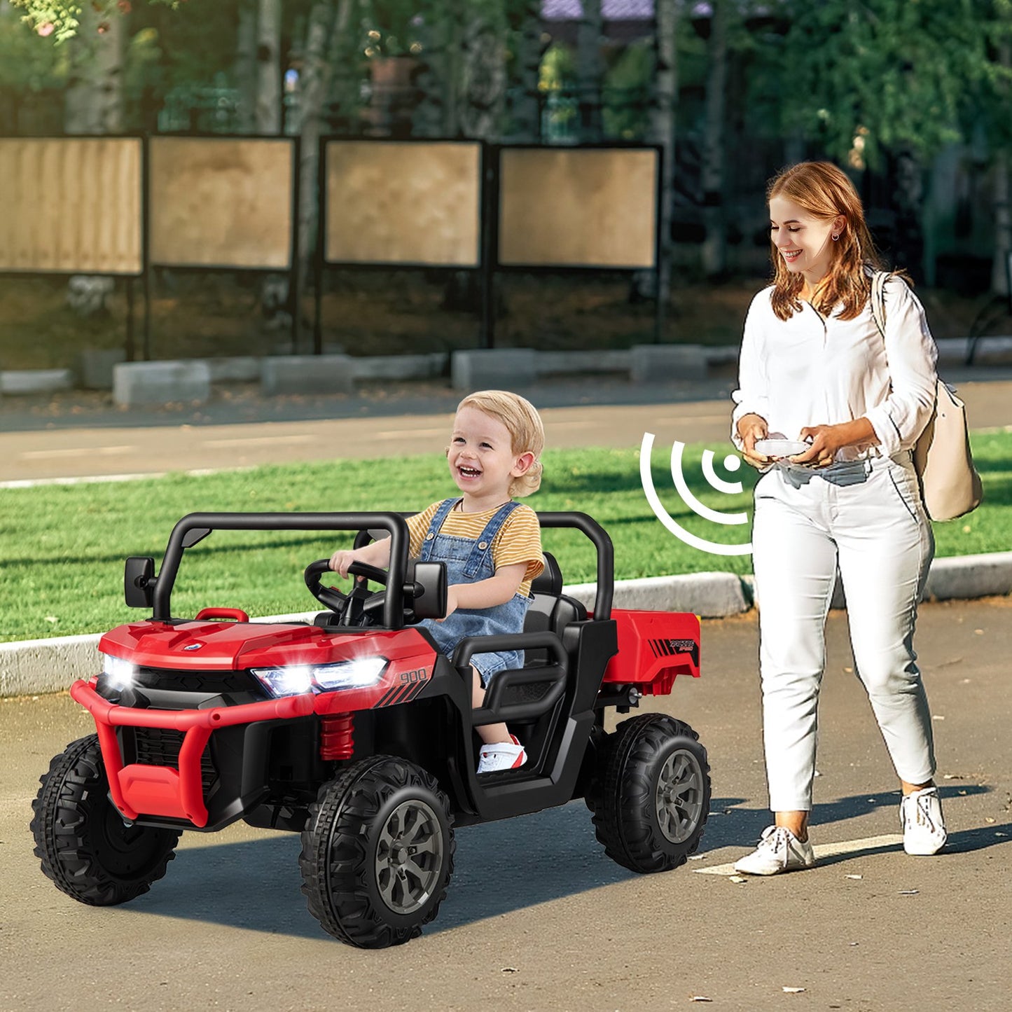 2-Seater Kids Ride On Dump Truck with Dump Bed and Shovel-Black