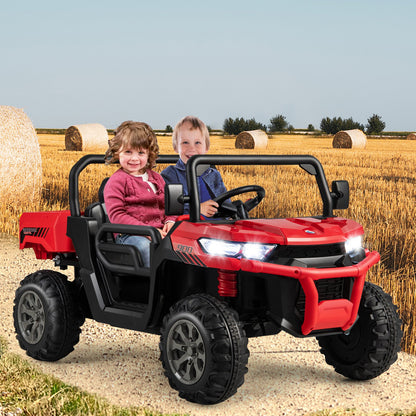 2-Seater Kids Ride On Dump Truck with Dump Bed and Shovel-Black