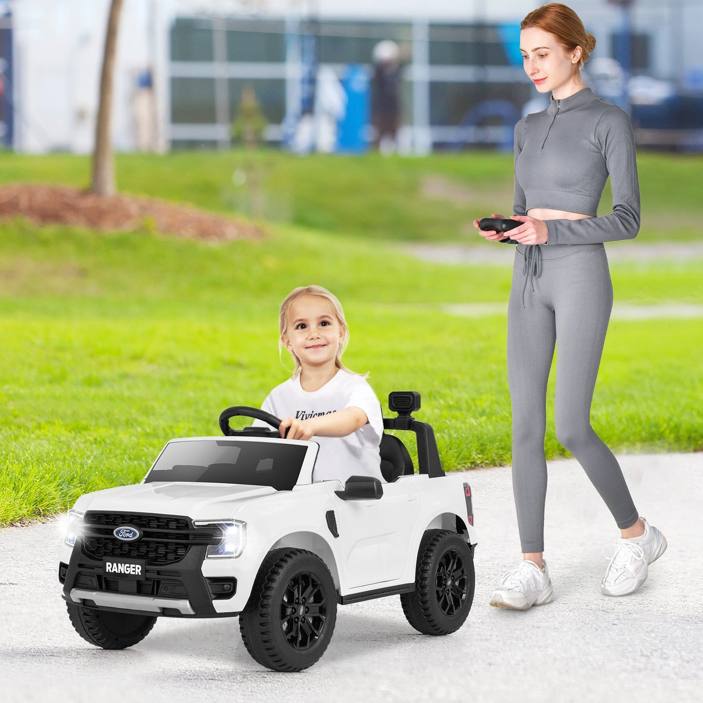 12V Electric Kids Ride on Car Licensed Ford Ranger with Remote Control and Music-Black