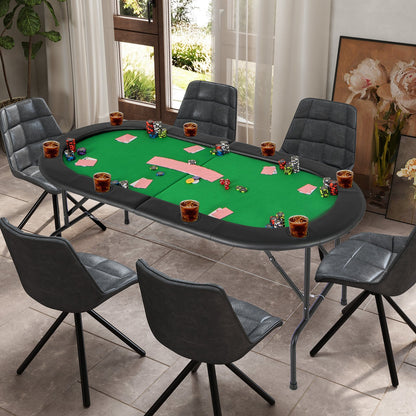 8 Players Texas Holdem Foldable Poker Table-Blue