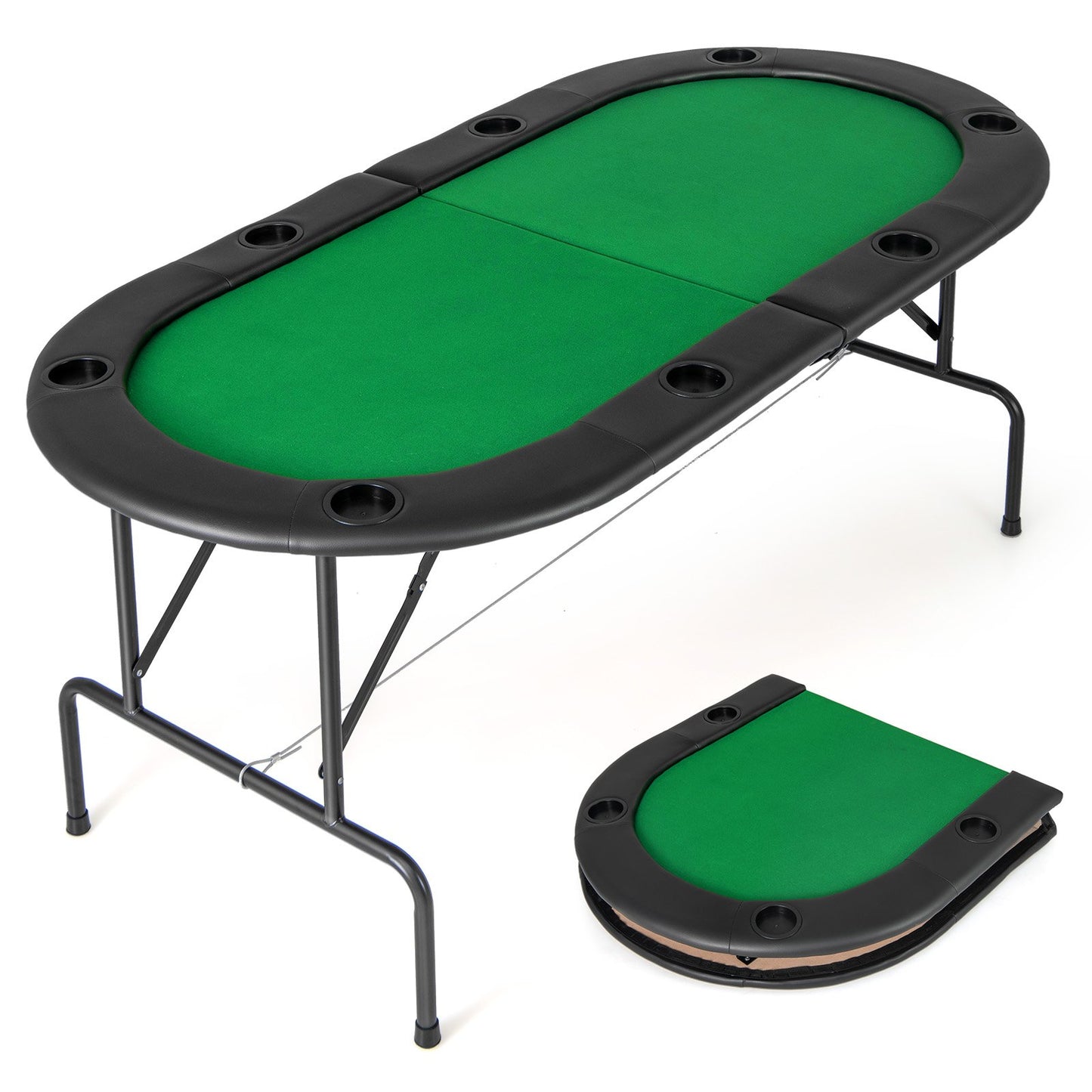 8 Players Texas Holdem Foldable Poker Table-Blue
