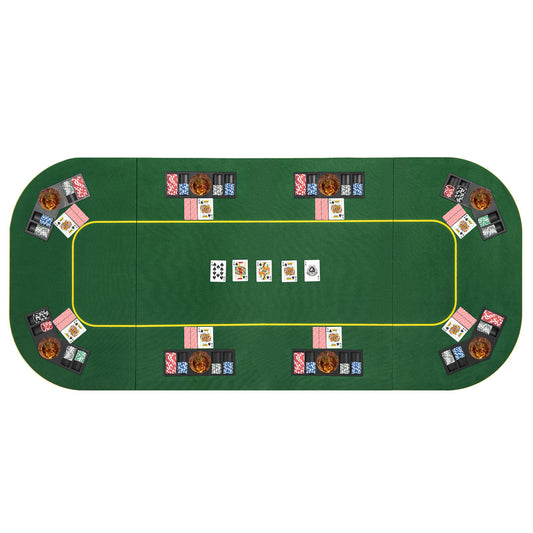 79 x 36 Inch 8-Player Foldable Poker Table Top with Carry Bag and Cup Holders
