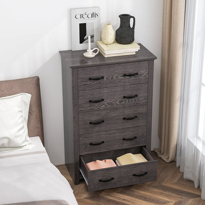 Tall Storage Dresser with 5 Pull-out Drawers for Bedroom Living Room-Gray