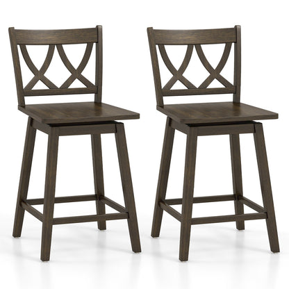24/29 Inch Bar Stool Set of 2 Wooden Bar Chairs with Rubber Wood Frame-29 inches