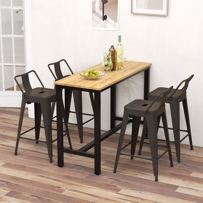 24 Inch Set of 4 Cafe Side Chairs with Rubber Feet and Removable Back-Black