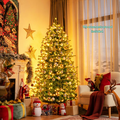 Pre-lit Artificial Hinged Christmas Tree with APP Controlled LED Lights-8'