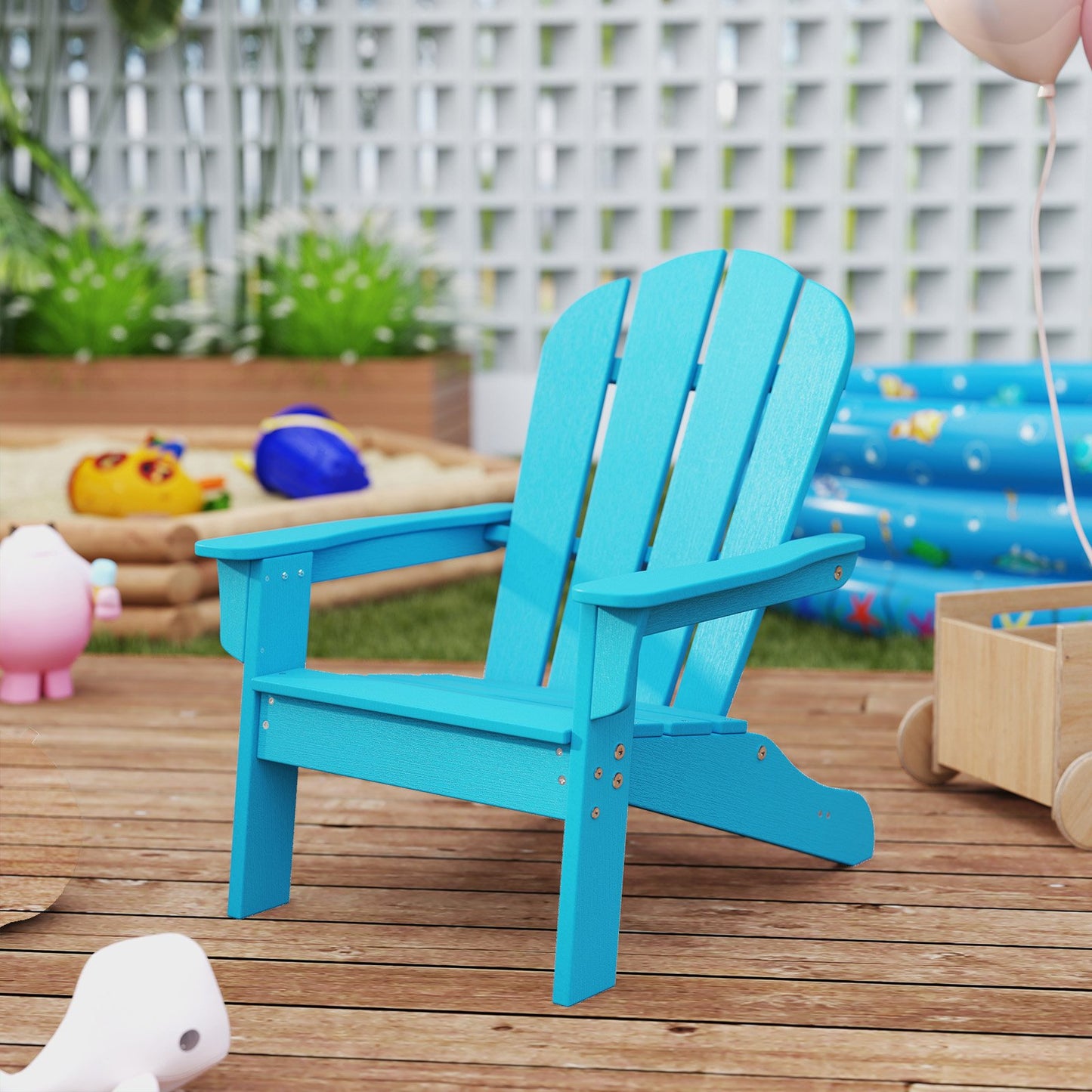 All-Weather HDPE Kid's Adirondack Chair with with High Backrest and Armrests-Brown