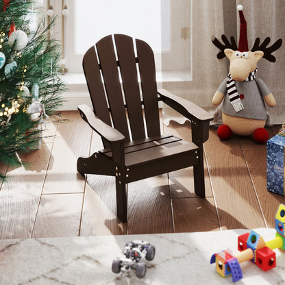 All-Weather HDPE Kid's Adirondack Chair with with High Backrest and Armrests-Brown