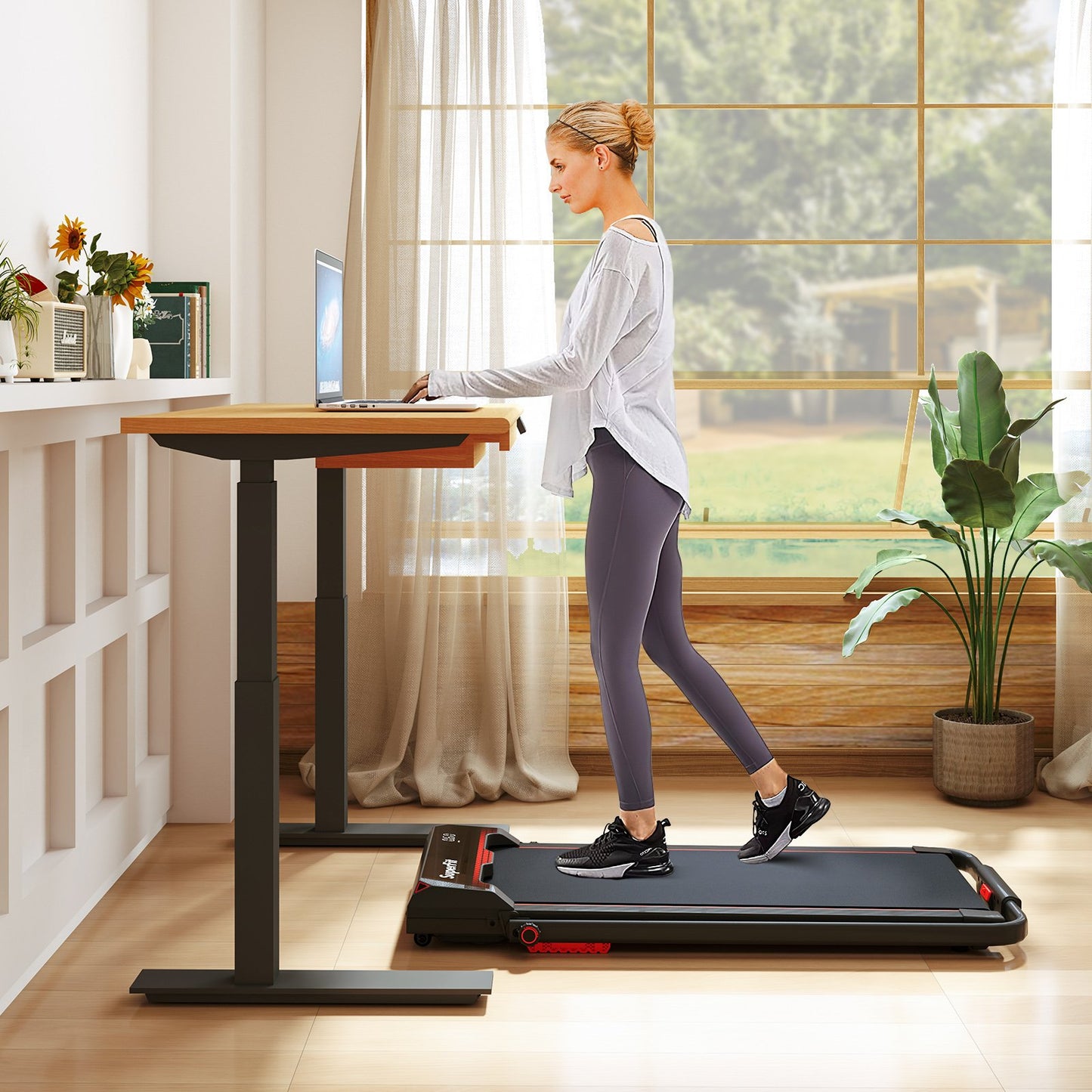 3 in 1 Folding Treadmill with Remote Control and LED Display-Blue