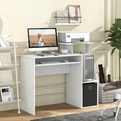 Space-saving Computer Desk with Pull-out Keyboard Tray-Black