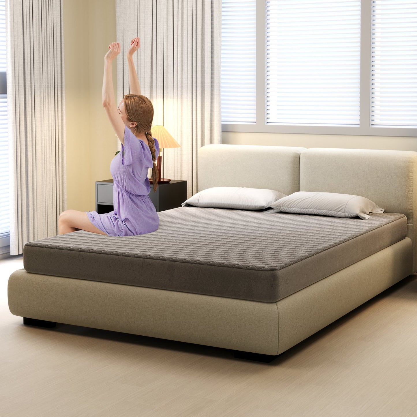 Twin/Queen/King Size Mattress Protector Luxury Super Soft Velvet Mattress Topper-King Size