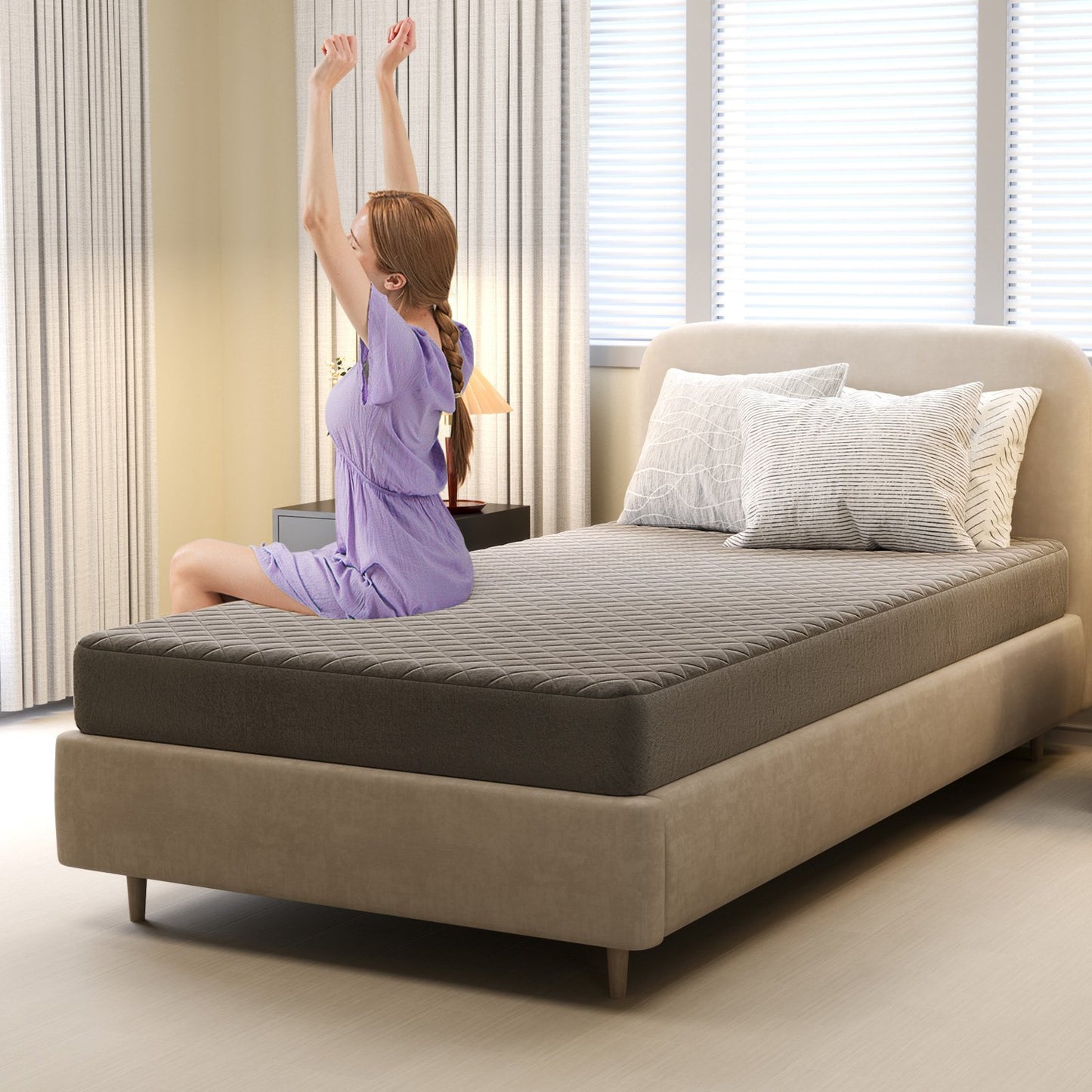 Twin/Queen/King Size Mattress Protector Luxury Super Soft Velvet Mattress Topper-King Size