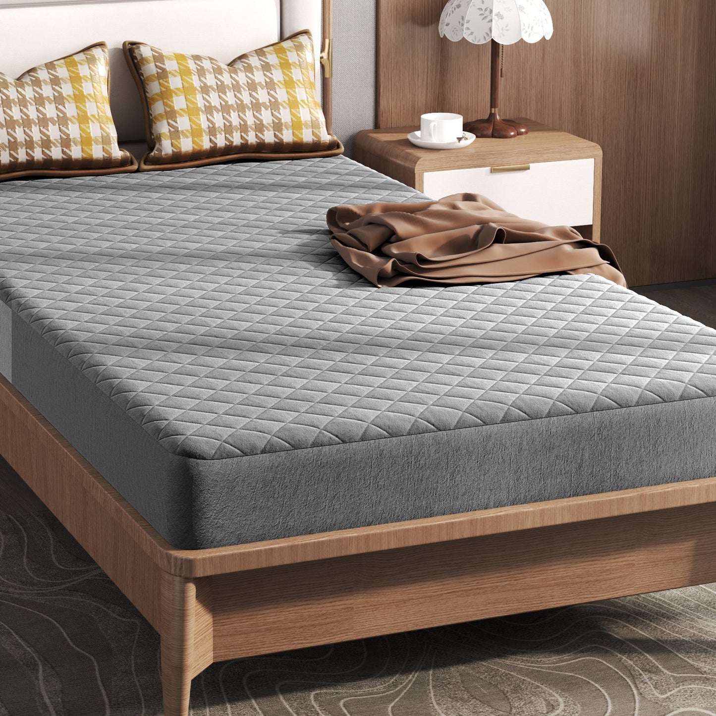 Twin/Queen/King Size Mattress Protector Luxury Super Soft Velvet Mattress Topper-King Size