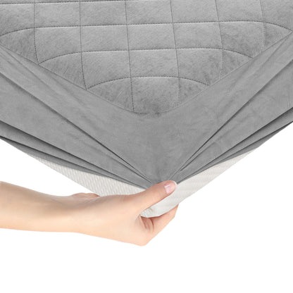 Twin/Queen/King Size Mattress Protector Luxury Super Soft Velvet Mattress Topper-King Size