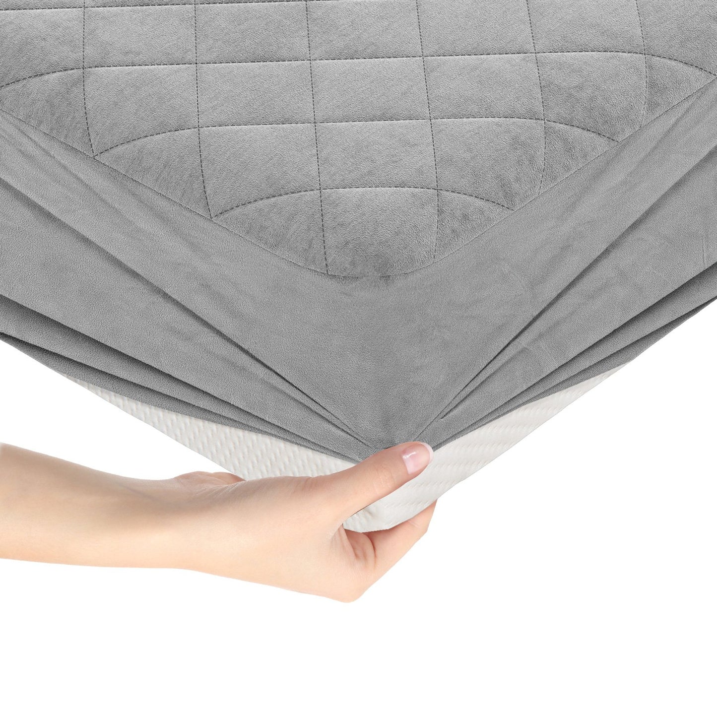 Twin/Queen/King Size Mattress Protector Luxury Super Soft Velvet Mattress Topper-King Size