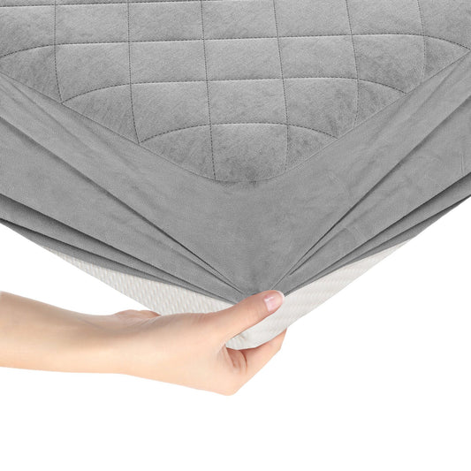 Twin/Queen/King Size Mattress Protector Luxury Super Soft Velvet Mattress Topper-King Size