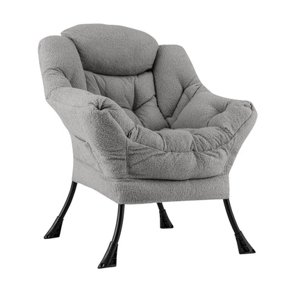 Sherpa Upholstered Accent Chair with Cozy Head Pillow-Beige