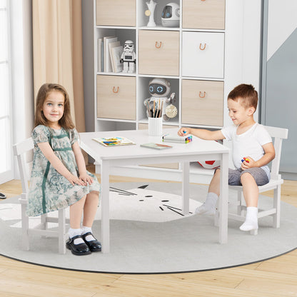 Wooden Kids Table and 2 Chairs Set with Anti-slip Foot Pads-Gray