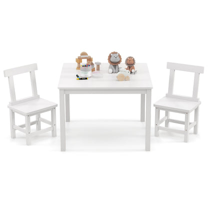 Wooden Kids Table and 2 Chairs Set with Anti-slip Foot Pads-Gray