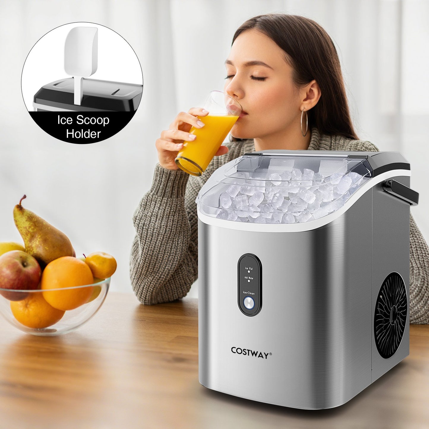 Nugget Countertop Ice Maker with Soft Chewable Pellet Ice-Black