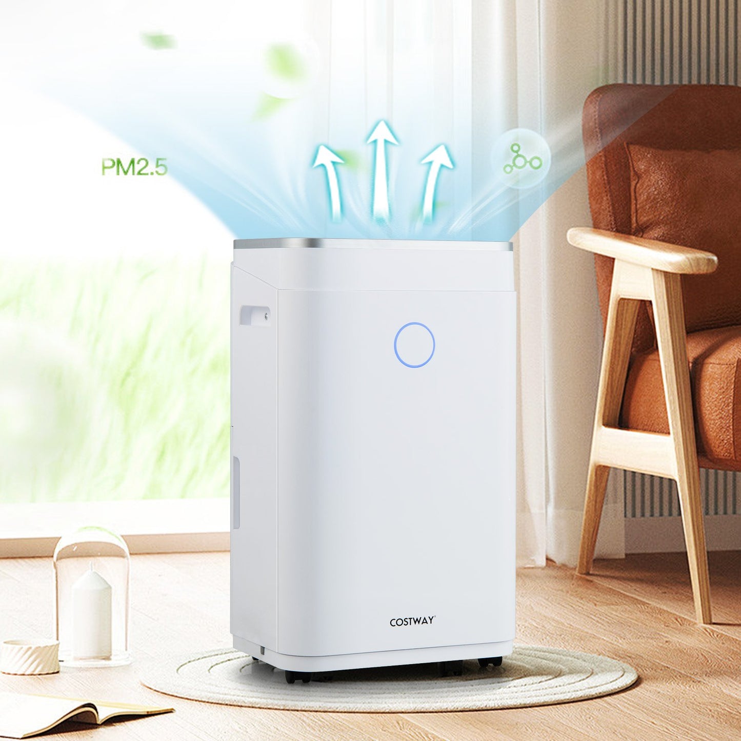 60-Pint Dehumidifier for Home and Basements 4000 Sq. Ft with 3-Color Digital Display-White