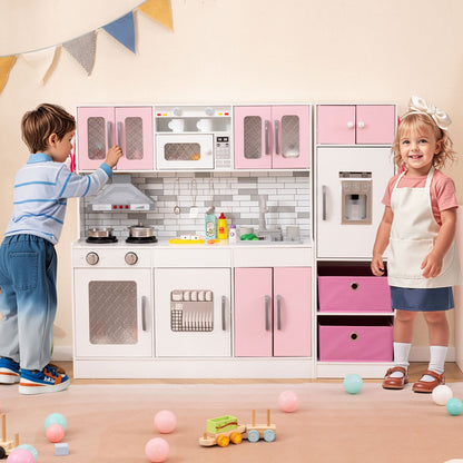 Wooden Kitchen Playset with Lights and Sounds for Ages 3+-Gray