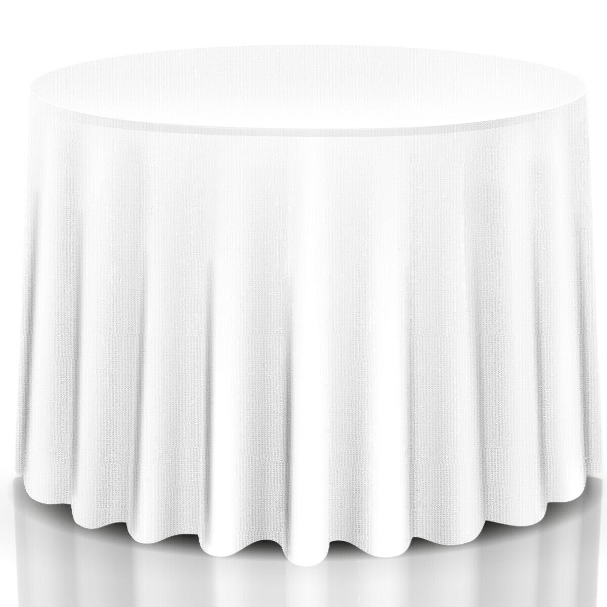 10 Pieces 90 Inch Home Restaurant Polyester Round Tablecloth-White