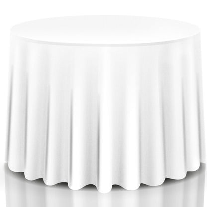 10 Pieces 90 Inch Home Restaurant Polyester Round Tablecloth-White