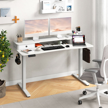 55 Inch x 24 Inch Height Adjustable Electric Standing Desk with 2 Drawers-Black