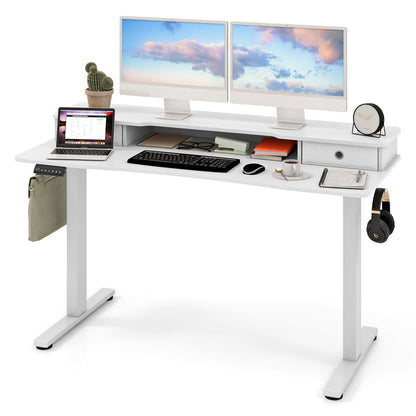 55 Inch x 24 Inch Height Adjustable Electric Standing Desk with 2 Drawers-Black