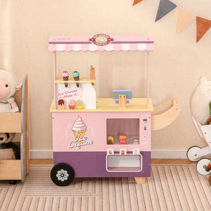 Kids Ice Cream Truck Pretend Play Set for Toddlers with Vending Machine-Green
