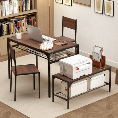 Industrial Style Rectangular Kitchen Table with Bench and Chairs-Gray