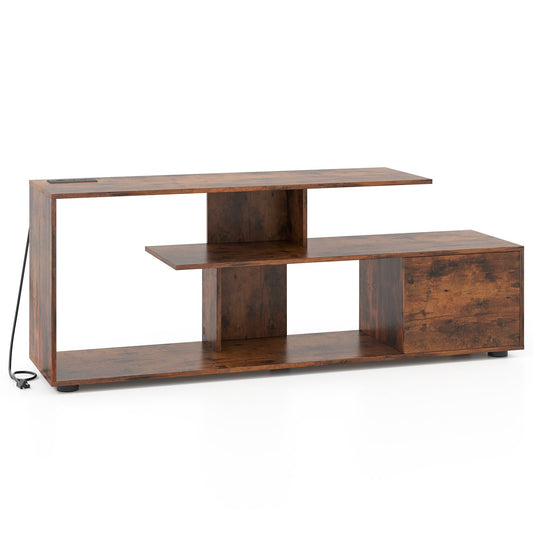 60 Inch Entertainment Center TV Stand with Power Outlet-Rustic Brown