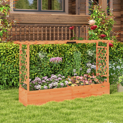 Raised Garden Bed with Side Trellis Hanging Roof and Planter Box-Orange