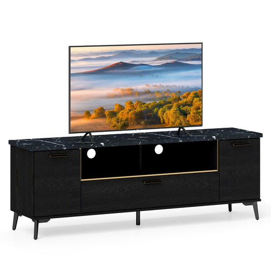 63 Inch TV Stand with Flip Door Cabinet for TVs up to 75 Inch-Black