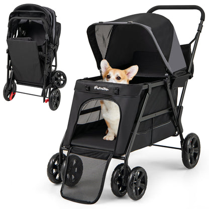Black dog stroller for medium and small senior dogs with dual entry, designed for elderly pets by Direct by Wilsons Home Store