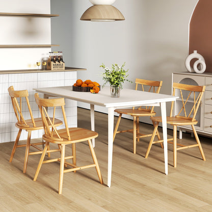 Farmhouse Kitchen Dining Chair Set of 2 with Rubber Wood Frame-Black