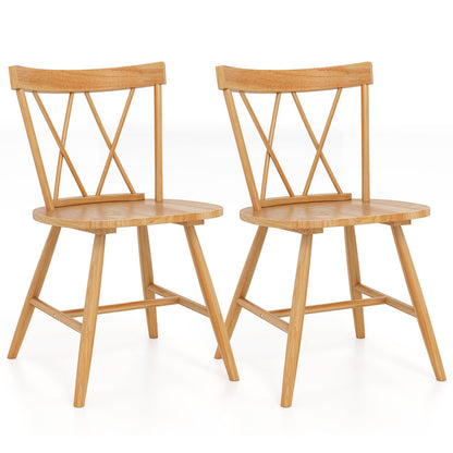 Farmhouse Kitchen Dining Chair Set of 2 with Rubber Wood Frame-Black