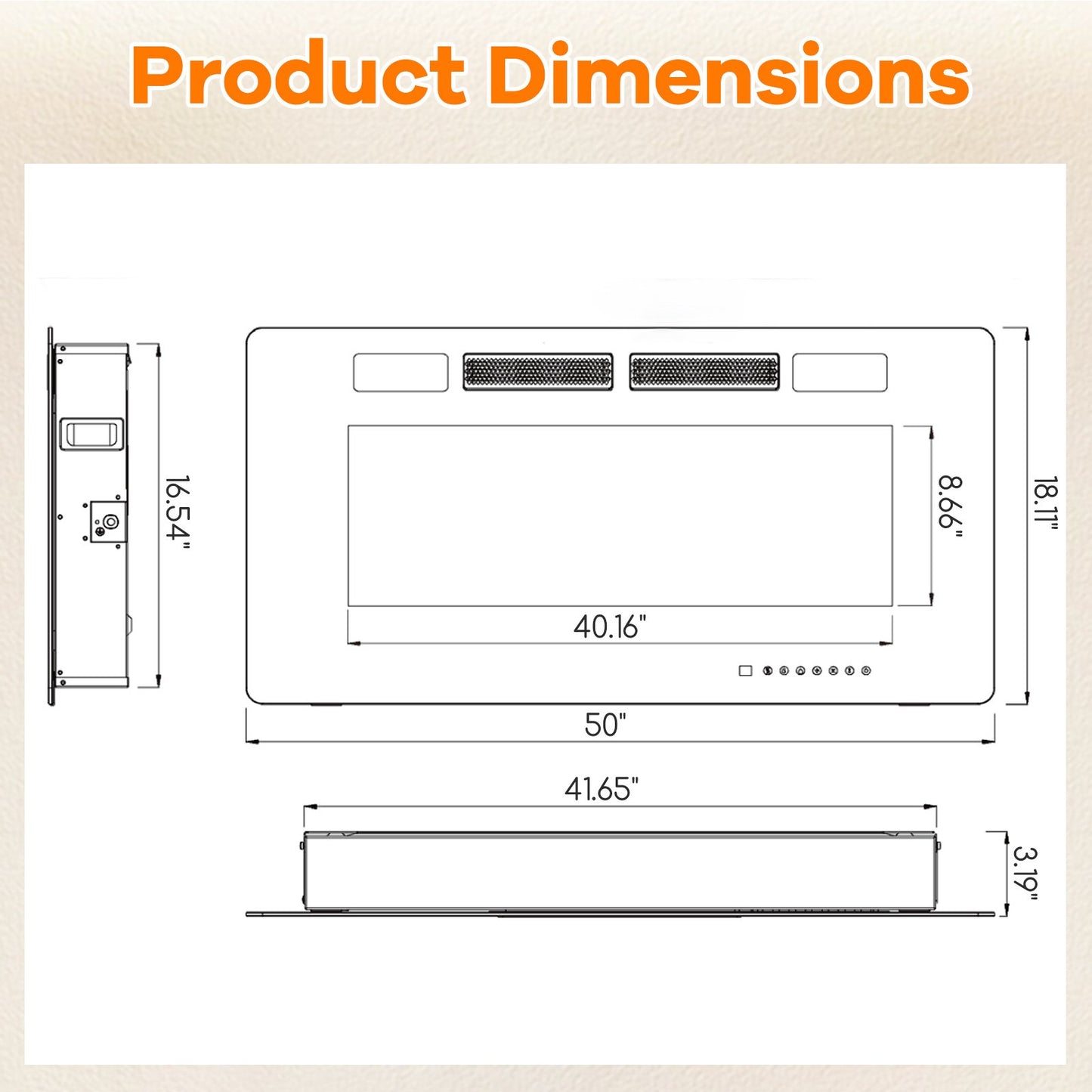 42 Inch Ultra-Thin Electric Fireplace with Decorative Crystals and Smart APP Control-42 inch