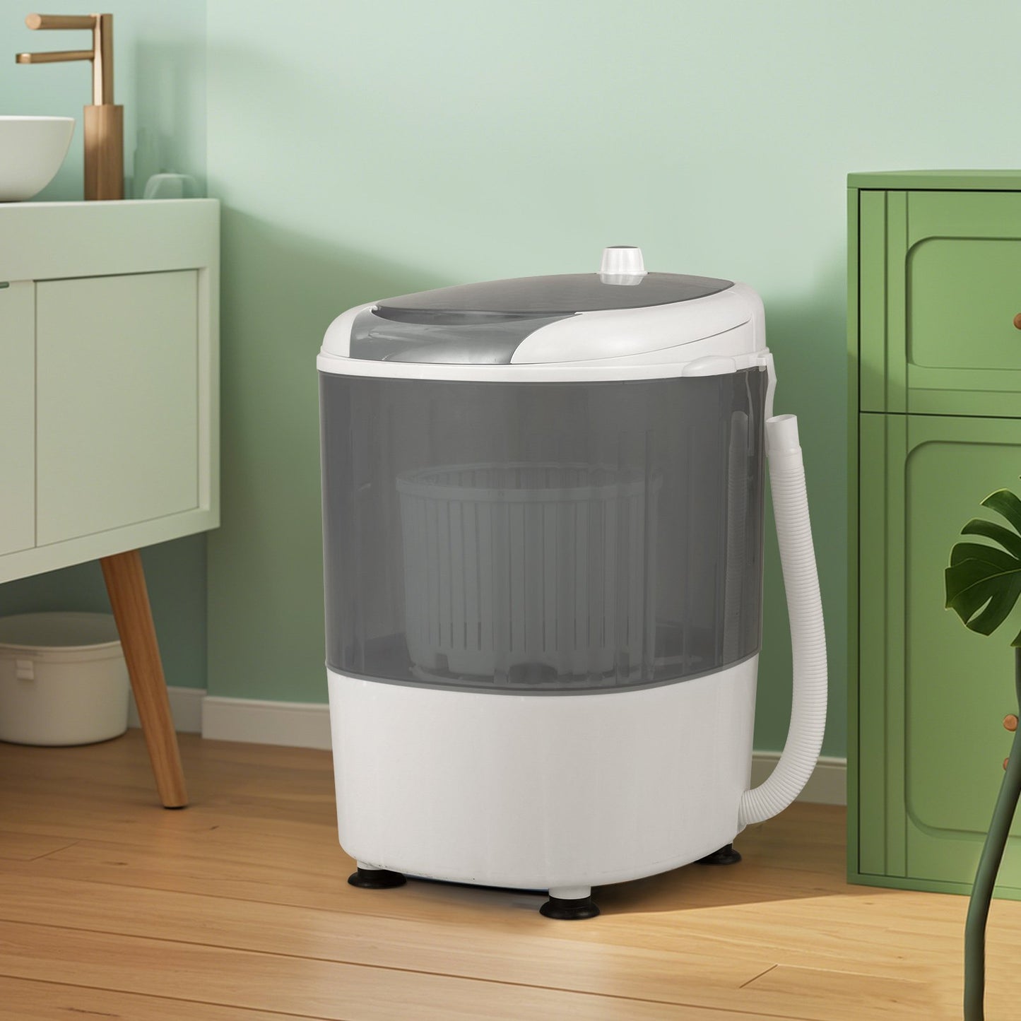 Portable Mini Washing Machine Semi-Automatic Washer and Spinner Combo with Single Tub-Gray