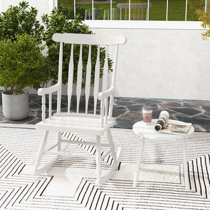 Solid Wood Porch Glossy Finish Rocking Chair-Black