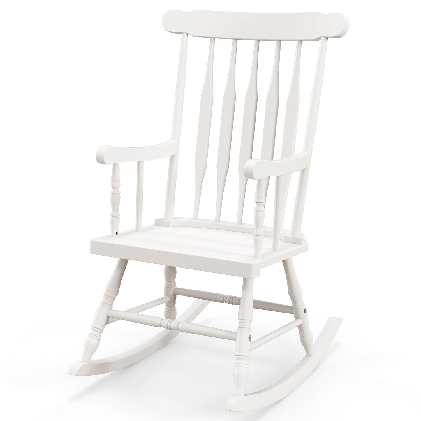Solid Wood Porch Glossy Finish Rocking Chair-Black