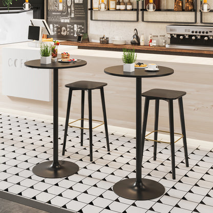 24 Inch Modern Style Round Cocktail Table with Metal Base and MDF Top-1 piece